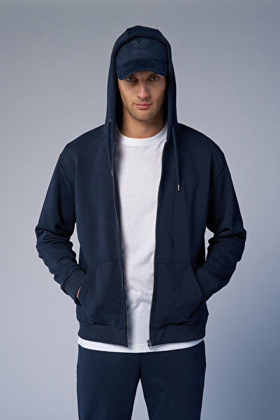 bilcee Peak Unisex Синій Oversize Світшот з капюшоном на блискавці 7016