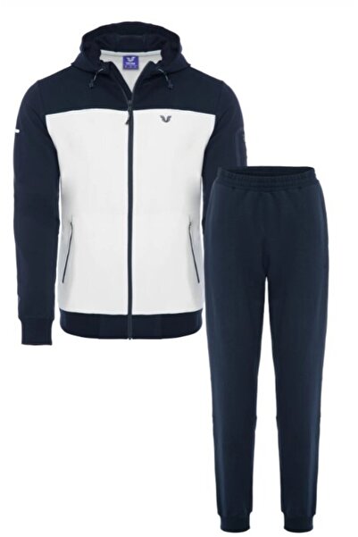 bilcee Men's White Hooded Elastic Leg Tracksuit 0785