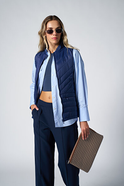 bilcee Vestă pentru femei, albastru bleumarin, cu mâneci zero, rezistentă la ...