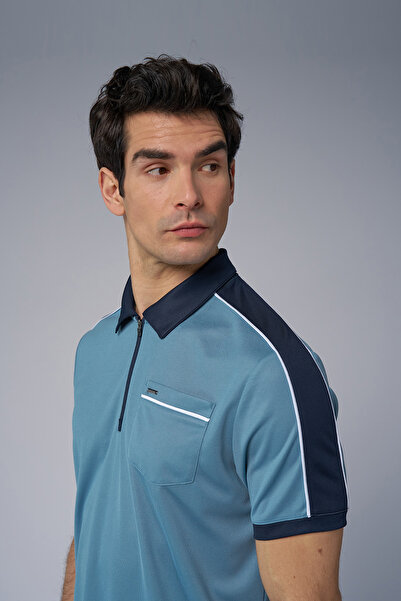 bilcee تي شيرت بولو بياقة زرقاء للرجال 4193