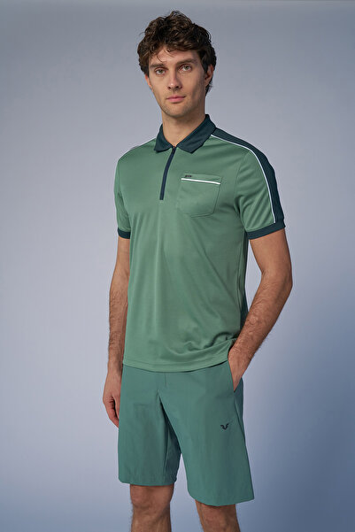bilcee Чоловіча зелена футболка з коміром-поло 4193