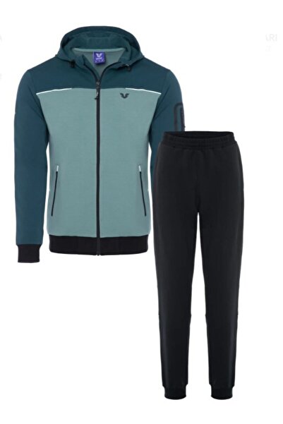 bilcee Men's Blue Hooded Elastic Leg Tracksuit 0785