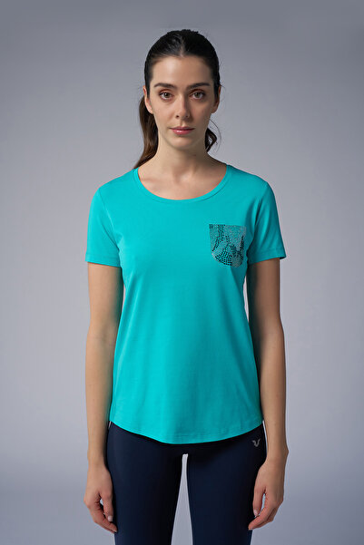 bilcee Жіноча футболка з принтом Turkuaz Cep Taş 4077