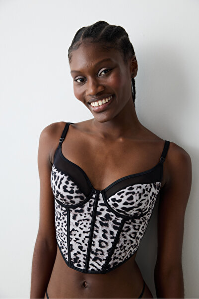 Penti Leopard čierny korzet Bustier