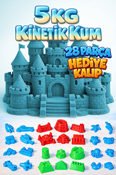 Kinetic Sand 5 KG Kinetik Kum ve 28 Parça Kum Kalıbı Hediye - Eğitici ve Öğre...