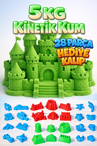Kinetic Sand 5 KG Kinetik Kum ve 28 Parça Kum Kalıbı Hediye - Eğitici ve Öğre...
