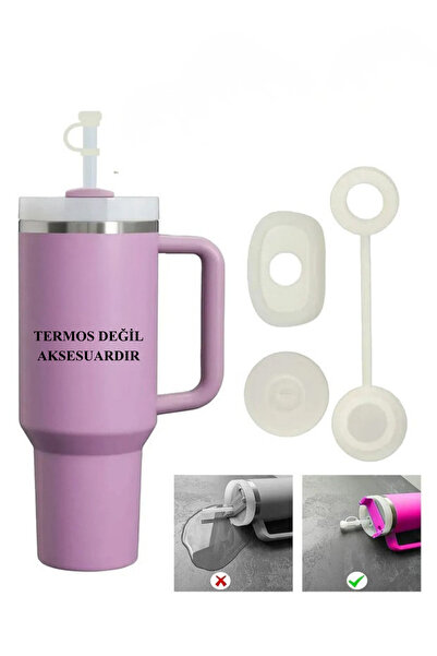 Stanley Quencher 1,18 Pipetli Termos Uyumlu 1 Set 3 Parça Yeşil Sızdırmaz Set...