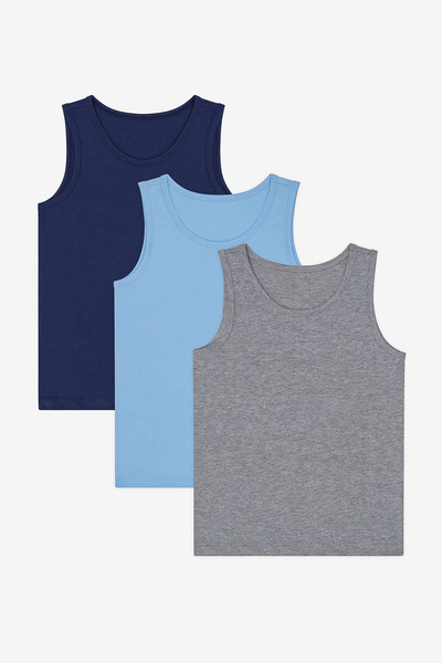 Penti Boy's Blue Solid Cotton 3-Piece Multi-Colored Undershirt