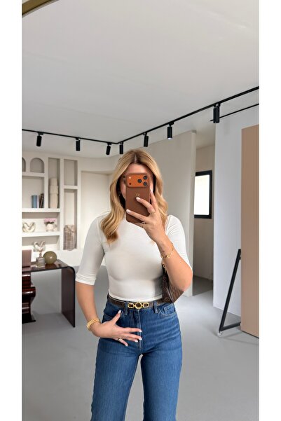 Sezgi Tekin Μπλούζα Premium Series Crew Neck με μισό μανίκι σε χρώμα εκρού