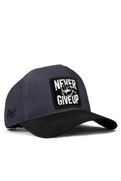 BlackBörk Never Give Up Logolu Siyah-Antrasit Beyzbol Şapka