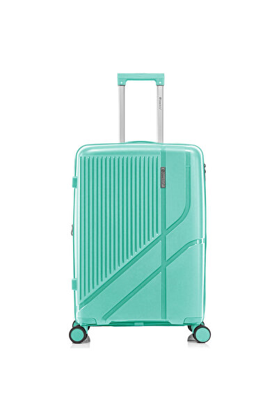 Quasar & Co. Troler mediu extensibil 66x43x27-31cm, bagaj cala, troller cifru, valiza PP, geamantan AERO, verde