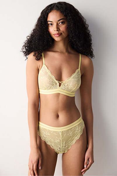 Penti Yellow Lace Triangle Lace Bra