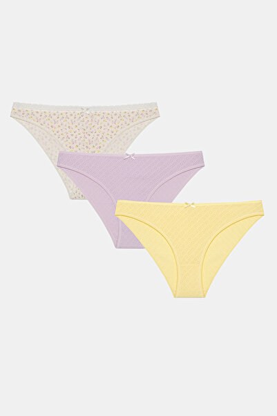 Penti Βαμβακερό εσώρουχο Little Daisy 3 τεμαχίων Pointel Slip