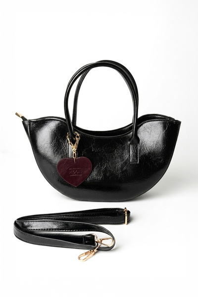 Moon Çanta Чорна жіноча сумка через плече з хрестоподібними ременями у формі ...