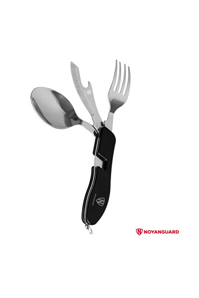 Noyanguard 4'ü 1 Arada Katlanır Kamp Kaşık Çatal Bıçak Seti