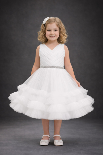 Atlas Kids فستان سهرة من التول للأميرات الصغيرات – تصميم خاص مع فيونكة – مناس...