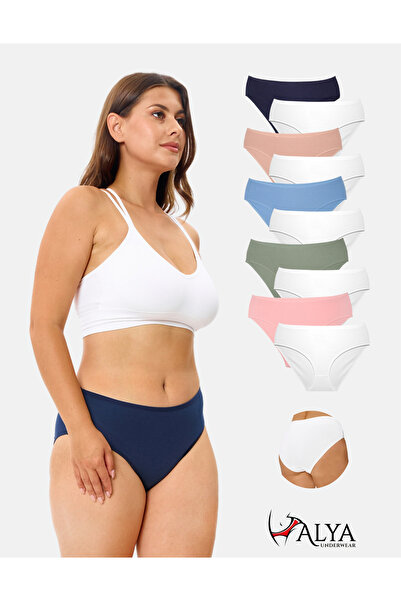 ALYA UNDERWEAR Colorful Cotton Women's Slip Panties - High Waist 10 Pack (Mul...