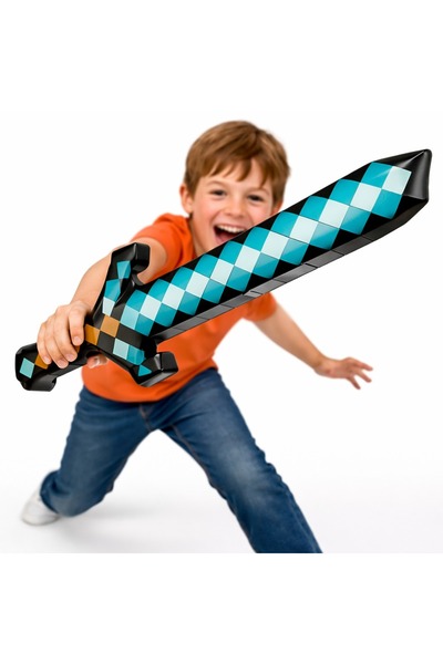 Printisor Balon sabie gonflabil Minecraft, albastru, 65cm, pentru petreceri a...