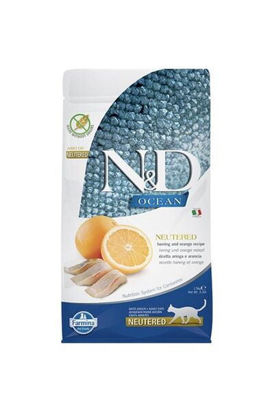 N&D Nd Ocean Neutered Ringa Balıklı Ve Portakallı Kısır Kedi Maması 1,5 kg