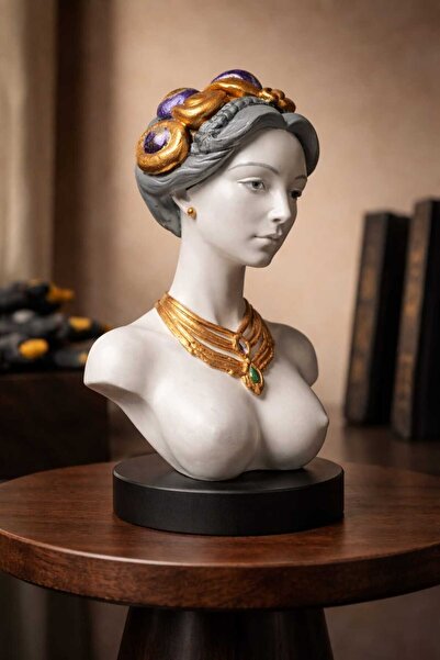 Yaratıcı sanatlar atölyesi Nü Mücevher İşlemeli Kraliçe Lagertha Büstü Dekora...