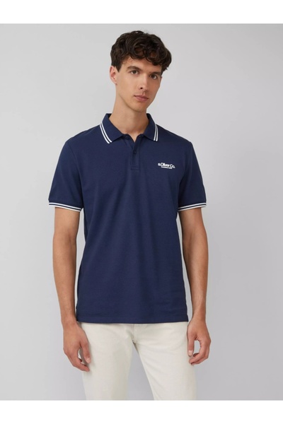 s.Oliver Ανδρικό πόλο με λογότυπο και λεπτομέρειες σε αντίθεση