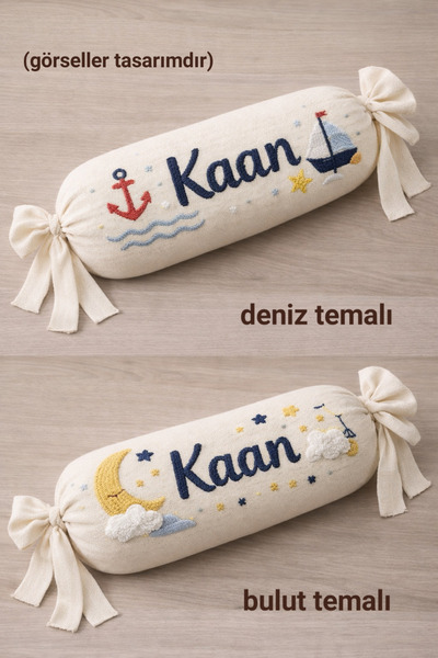 Handmade Kişiye Özel İsimli Punch Şeker Yastık – Bebek Odası Dekoratif Silind...