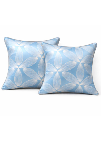 OEM Set 2 Fete de Perna Decorative, cu Model Floral Modern - 45x45 cm - Albas...