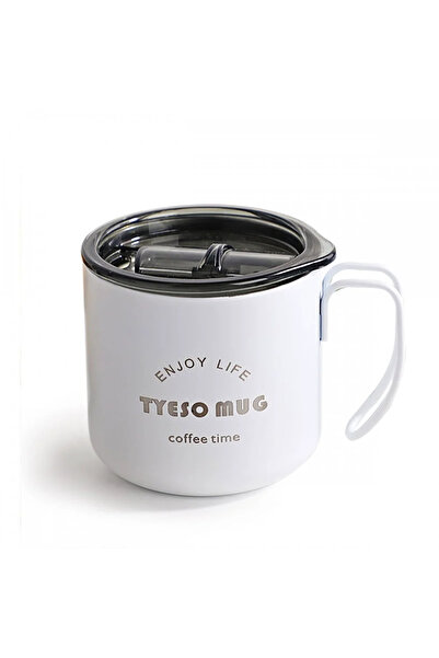 Tyeso Fiery Mug Vakumlu Paslanmaz Çelik Termal Kapaklı 350ML Beyaz