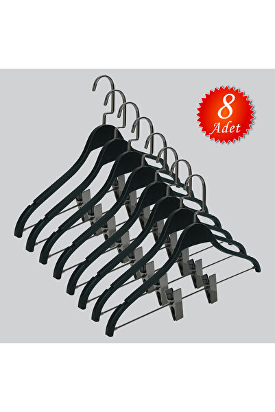 NYN Wooden (Black Hook) Hangers for Skirts, Trousers, Combinations, Hangers 8...