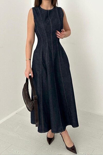 Mine Tan Butik Φόρεμα τζιν με λεπτομέρεια φούστας Kiloş - Ναυτικό μπλε