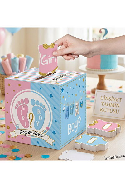 mypartyready Cinsiyet Belirleme Partisi Bebek Cinsiyet Tahmin Kutusu 19*19 Cm...