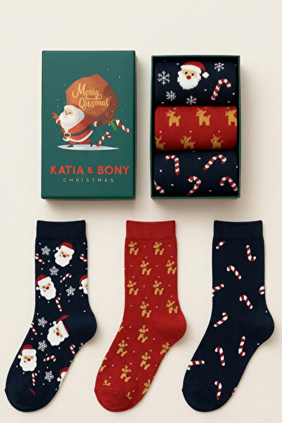 Katia&Bony Detské 3-dielne novoročné ponožky v krabičke