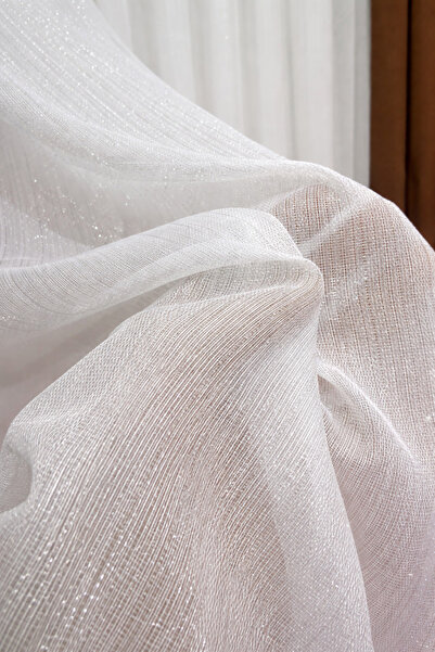 BEYAZLANT Simli İpek Soft Bambu Keten Ağır Dökümlü | 1/3 Sıkı Pileli Tül Perd...