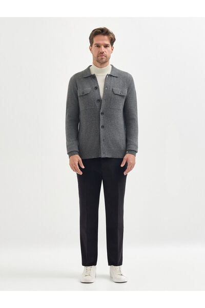 Karaca Erkek Regular Fıt Triko Hırka-Gri