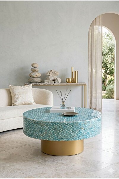 Lisso Maris Orta Sehpa Kaplama El işçiliği 90x90 H:45 Salon