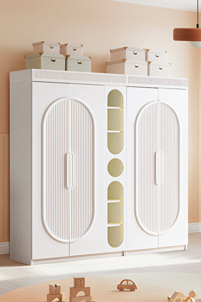 Setay Gardırop, Athena 4 Kapaklı Dolap ve Ledli Kitaplık