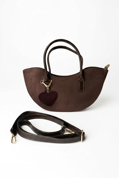 Moon Çanta MOON LUNE Сумка через плече із замші, колір гіркий кави