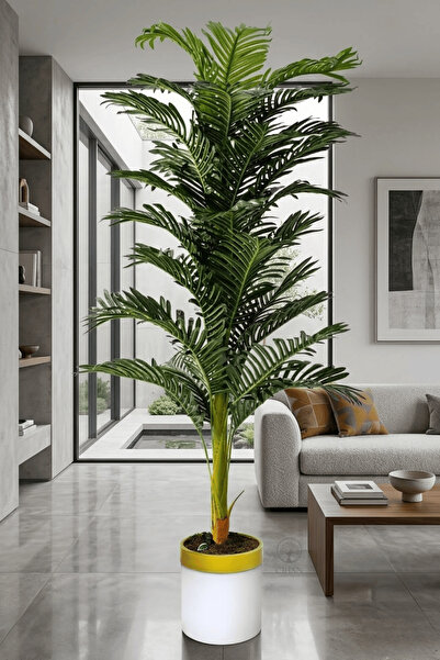 Cihan Çiçekçilik Areka Yapay Ağaç 160 Cm 32 Yaprak Kemerli Galvaniz Saksı