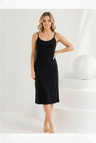 medipek Černá dlouhá spodní sukně – nastavitelný provazový popruh a podšité šaty