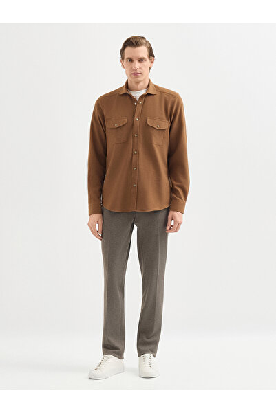 Karaca Erkek Modern Fıt Gömlek-Camel