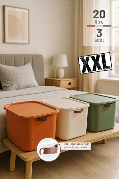 Mutfak Köşesi Boxify XL 20 Lt 3’lü Çok Amaçlı Kapaklı Saklama Kutusu – Büyük ...