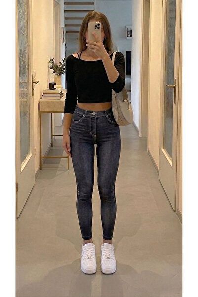 Pompea Women's Push-Up Leggings with Jeans Look, viscose, denim tights, with ...