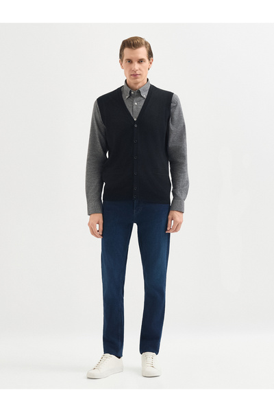 Karaca Erkek Regular Fıt Triko Yelek-Siyah