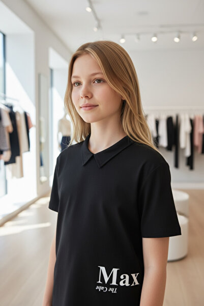 Minimoda Kids YAKA DETAYLI BASKILI KIZ T-SHIRT