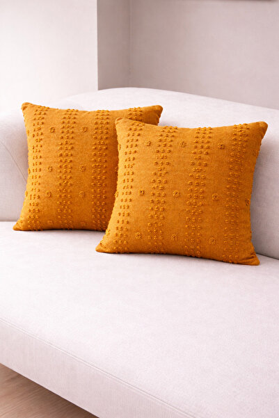 Divanest Hardal Etnik Desen Kırlent Kılıfı İkili Set 40x40