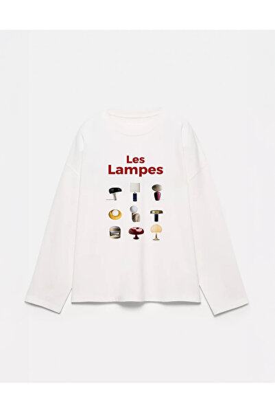 Disante 100% bumbac, cu potrivire oversize, cu imprimeu Les Lampes - Tricou c...