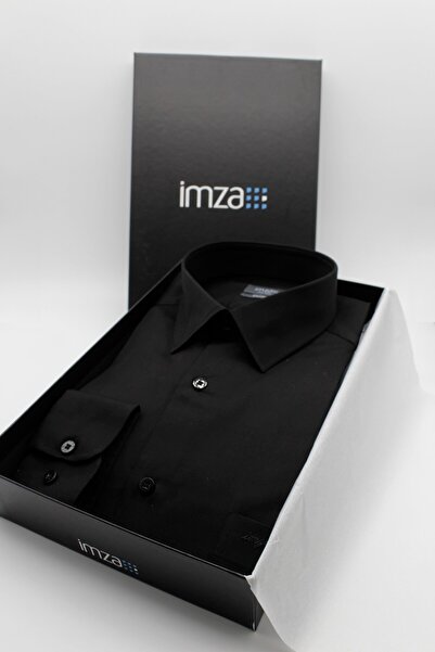 İmza Μαύρο πουκάμισο με άκαμπτο γιακά Με τσέπες Comfort Fit Classic Βαμβάκι τ...