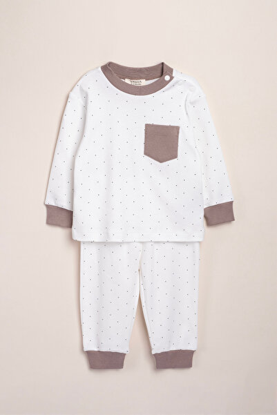 VAUVA Kız Erkek Pijama Baskılı Cep Detaylı Uzun Kollu Pijama Takımı