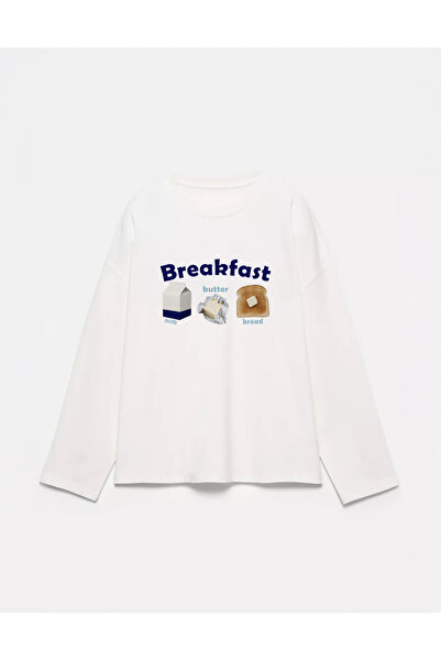 Disante 100% bumbac, cu potrivire oversize, cu imprimeu pentru micul dejun - ...