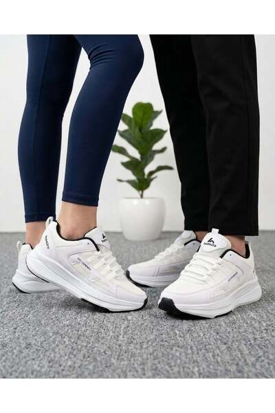 homiro Pantofi sport unisex cu talpă groasă - Alb Negru